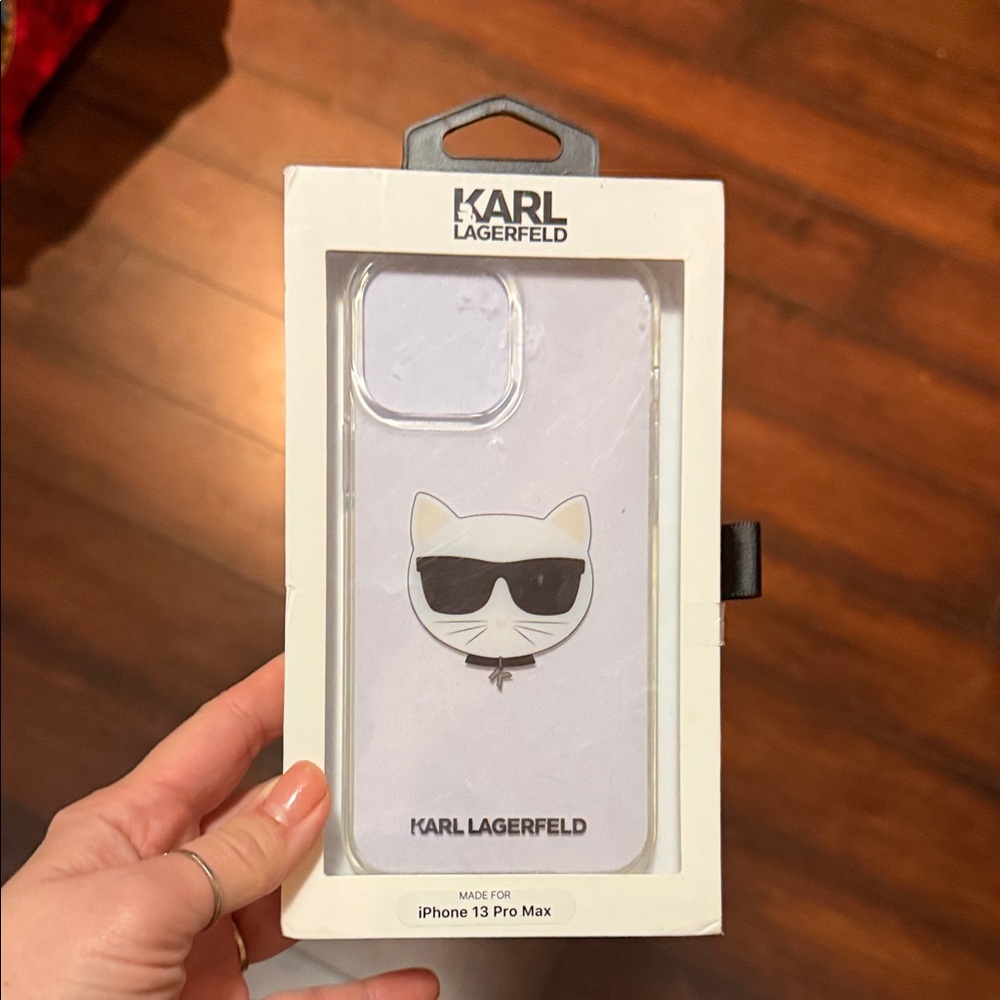 Karl Lagerfeld White Cat Sunglasses iPhone 13 Pro Max Case - White & Black